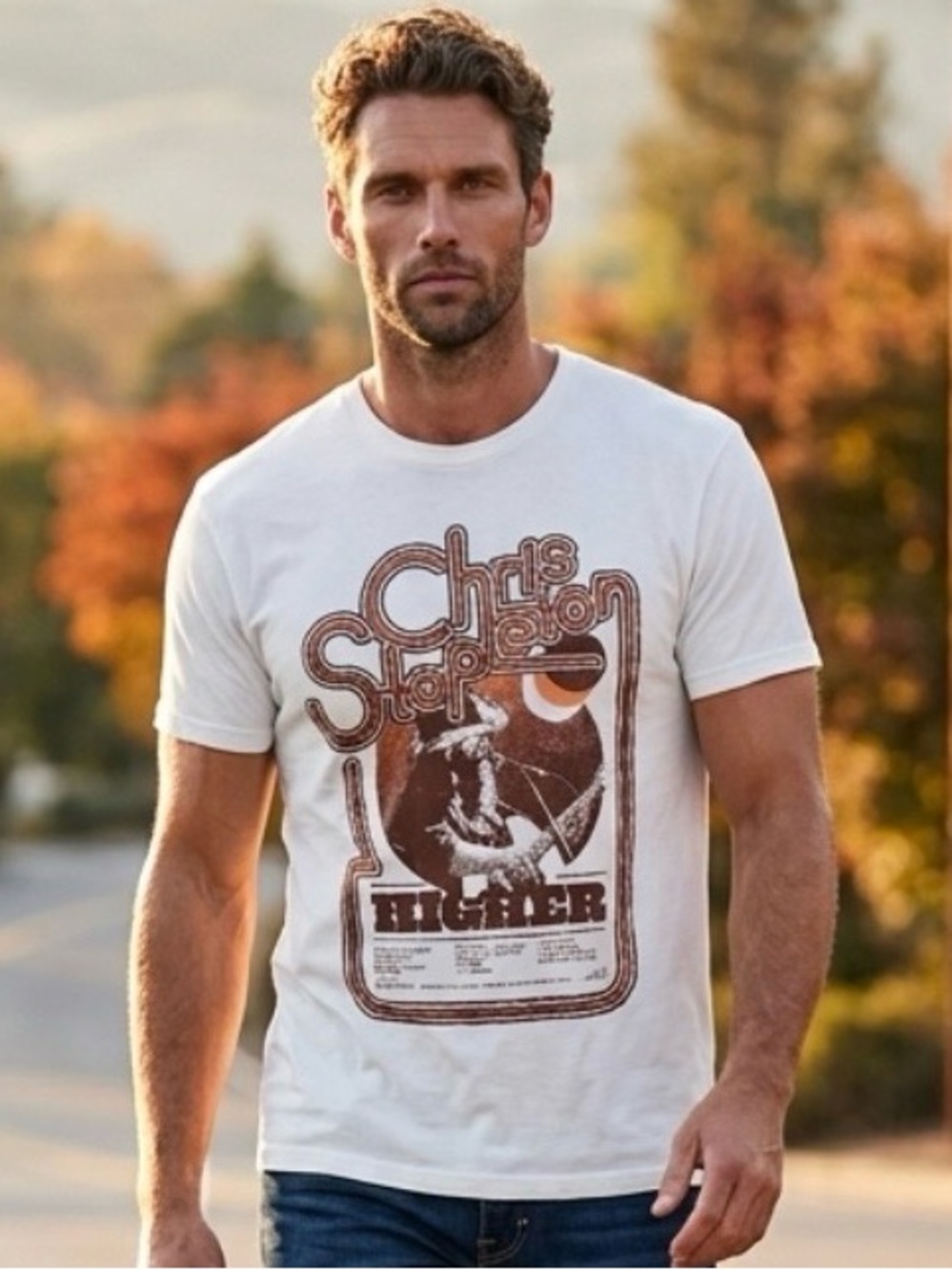 Chris Stapleton 'Higher' White Graphic Tee